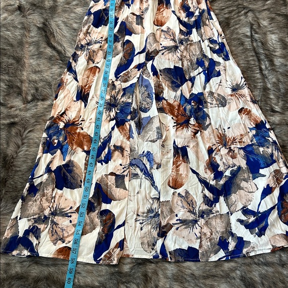 Lulu's Loveliest Of All White Blue Floral Lace Up Maxi Dress Size Small - Picture 12 of 13